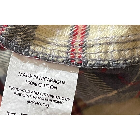 Yee Yee Flannel Snap Front Shirt Plaid Long Sleeve M Medium Grey Red - Picture 6 of 6